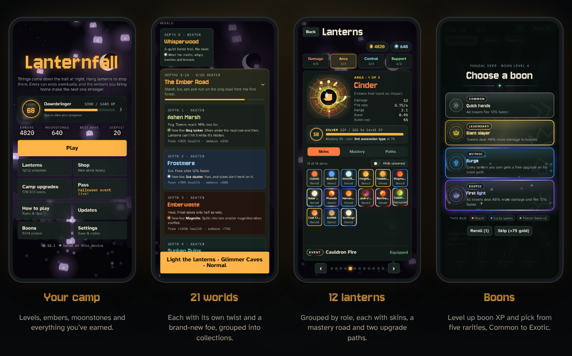 Camp, world collections, the Lanterns page and a boon pick
